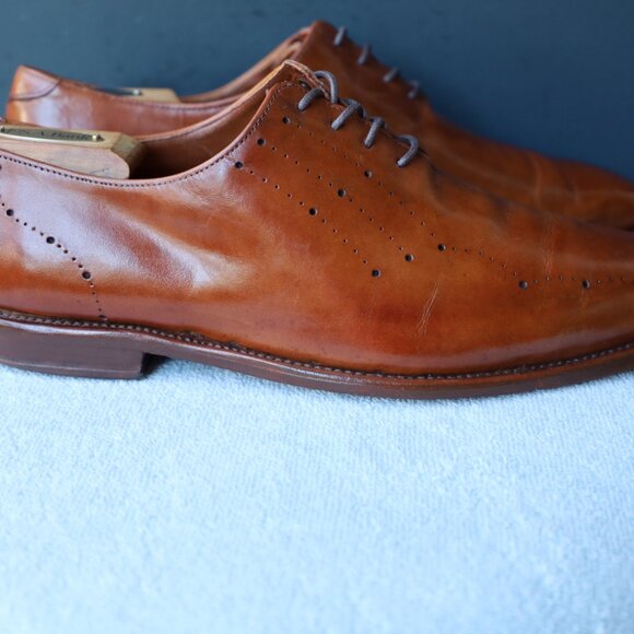 SALE - Allen Edmonds 10-E Greenwhich Wholecut Brown Oxford Mens Dress Shoes - Picture 5 of 13